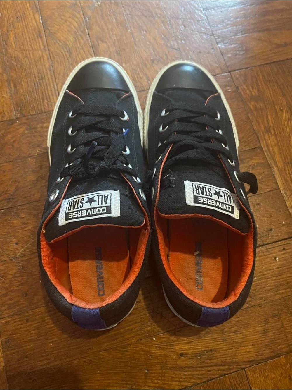 Converse Low Top Sneakers - Black with Orange Interior